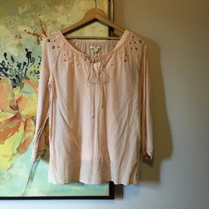Vintage Banana Republic Coquette Girl Ballet Pink Poet Blouse + Tank Top Set